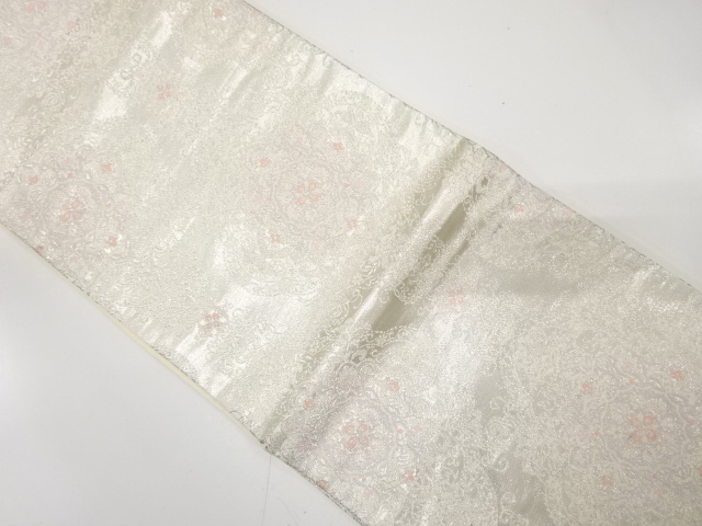 JAPANESE KIMONO / ANTIQUE FUKURO OBI / SILK / WOVEN FLORAL CREST